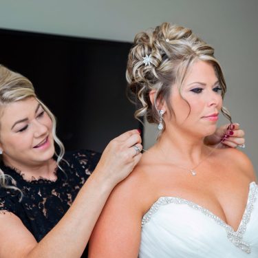 Mother and bride getting ready