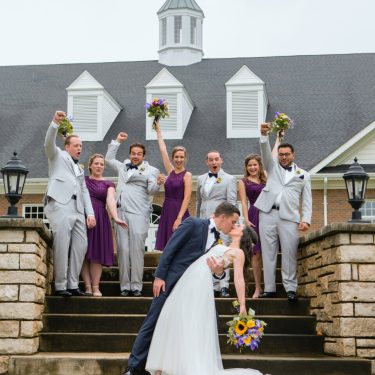 Bridal party in front of golf building