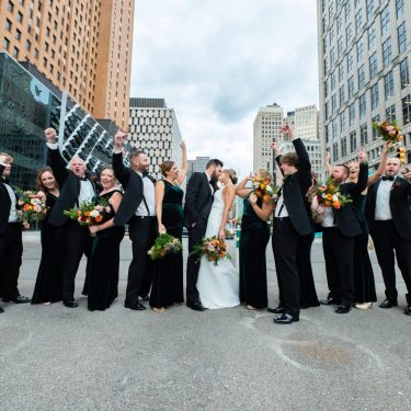 Bridal party cheering in streets in MI