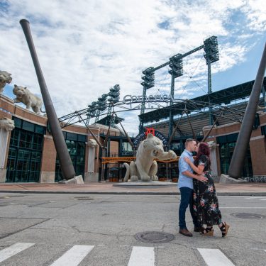 Detroit Tigers baseball stadium engagement photos